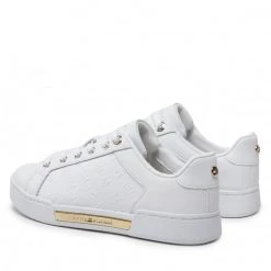 Femme Sneakers TOMMY HILFIGER - Embossed Monogram Sneaker FW0FW06735 White/Gold 0K6 Blanc -Tommy Hilfiger Soldes 03 0000301108658 pa
