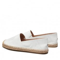 Femme Espadrilles TOMMY HILFIGER - Th Logo Leather Espadrille FW0FW06168 Ecru YBL Blanc -Tommy Hilfiger Soldes 04 0000209910094 plj