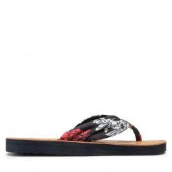 Femme Tongs TOMMY HILFIGER - Flower Print Flat Beach Sandal FW0FW06422 Rwb 0GY Bleu Marine -Tommy Hilfiger Soldes 04 0000209911923 sw