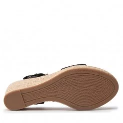 Femme Espadrilles TOMMY HILFIGER - Th Textured Low Wedge Sandal FW0FW06555 Black BDS Noir -Tommy Hilfiger Soldes 04 0000300531211 sw