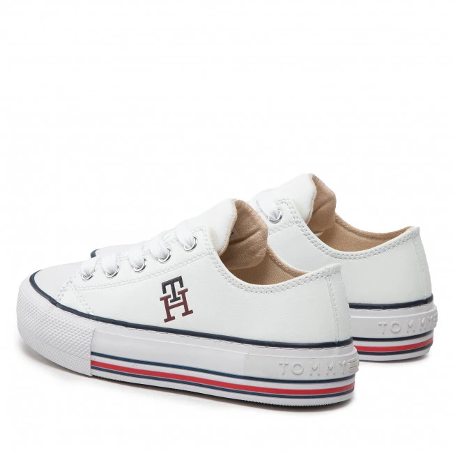 Enfant Sneakers Tommy Hilfiger - Low Cut Lace Up Sneaker T3A9-32287-1355 M White 100 Blanc 5 Enfant Sneakers Tommy Hilfiger - Low Cut Lace Up Sneaker T3A9-32287-1355 M White 100 Blanc – Image 3