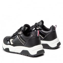 Enfant Sneakers TOMMY HILFIGER - Low Cut Lace-Up Sneaker T3A9-32358-1434 M Black/Platinum X208 Noir -Tommy Hilfiger Soldes 04 0000300783924 plj