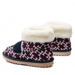 Femme Chaussons Tommy Hilfiger - Boot Slipper Monogram FW0FW06717 Rwb Monogram 0KQ Bleu Marine, Multicolore -Tommy Hilfiger Soldes 04 0000301107705 mt