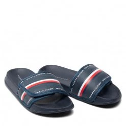 Enfant Mules / Sandales De Bain TOMMY HILFIGER - Maxi Velcro Pool Slide T3B0-32272-1172 M Blue 800 Bleu Marine -Tommy Hilfiger Soldes 05 0000209250152 pl