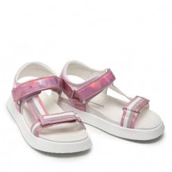 Enfant Sandales Tommy Hilfiger - Velcro Sandal T3A2-32180-1382 S Pink/White X054 Rose -Tommy Hilfiger Soldes 05 0000209681529 sw