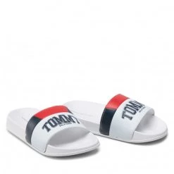 Enfant Mules / Sandales De Bain Tommy Hilfiger - Varsity Print Pool Silde T3B0-32274-1172 S White 100 Blanc -Tommy Hilfiger Soldes 05 0000209682120 plj
