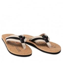 Homme Tongs Tommy Hilfiger - Cork Beach Sandal FM0FM03986 Black BDS Beige -Tommy Hilfiger Soldes 05 0000209906691 ks