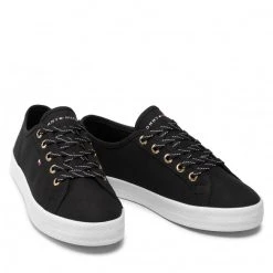 Femme Sneakers TOMMY HILFIGER - Essential Sneaker FW0FW06664 Black BDS Noir -Tommy Hilfiger Soldes 05 0000209909746 ts