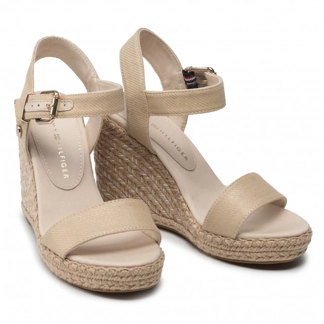 Femme Espadrilles TOMMY HILFIGER - Shiny Touches High Wedge Sandal FW0FW06180 Light Gold 0LJ Beige 7 Femme Espadrilles TOMMY HILFIGER - Shiny Touches High Wedge Sandal FW0FW06180 Light Gold 0LJ Beige – Image 5