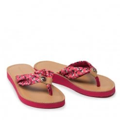 Femme Tongs TOMMY HILFIGER - Th Geo Print Flat Beach Sandal FW0FW06428 Island Geo Pink 0JX Rose -Tommy Hilfiger Soldes 05 0000209910261 mg
