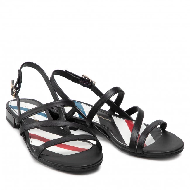 Femme Sandales TOMMY HILFIGER - Strappy Flat Sandal FW0FW06480 Black BDS Noir 7 Femme Sandales TOMMY HILFIGER - Strappy Flat Sandal FW0FW06480 Black BDS Noir – Image 5