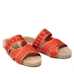 Femme Espadrilles TOMMY HILFIGER - Webbing Flat Espadrille FW0FW06307 Hawaiian Coral XMV Orange -Tommy Hilfiger Soldes 05 0000209910711 kt