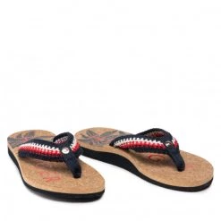 Femme Tongs TOMMY HILFIGER - Th Cork Footbed Beach Sandal FW0FW06425 Desert Sky DW5 Bleu Marine -Tommy Hilfiger Soldes 05 0000209911381 plj