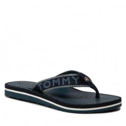 Femme Tongs TOMMY HILFIGER - Tommy Shiny Webbing Beach Sandal FW0FW06419 Desert Sky DW5 Bleu Marine