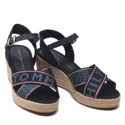 Femme Espadrilles TOMMY HILFIGER - Tommy Webbing Low Wedge Sandal FW0FW06297 Desert Sky DW5 Bleu Marine -Tommy Hilfiger Soldes 05 0000209911619 pl