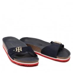 Femme Mules / Sandales De Bain TOMMY HILFIGER - Th Molded Footbed Flat Sandal FW0FW06244 Rwb 0GY Bleu Marine -Tommy Hilfiger Soldes 05 0000209911695 ph