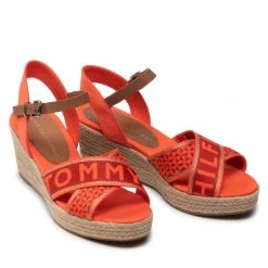 Femme Espadrilles TOMMY HILFIGER - Tommy Webbing Low Wedge Sandal FW0FW06297 Hawaiian Coral XMV Orange -Tommy Hilfiger Soldes 05 0000209911770 ks
