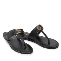 Femme Tongs TOMMY HILFIGER - Th Hardware Leather Flat Mule FW0FW06544 Black BDS Noir -Tommy Hilfiger Soldes 05 0000209912050 mg