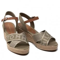 Femme Espadrilles TOMMY HILFIGER - Tommy Webbing Low Wedge Sandal FW0FW06297 Woodridge GXR Vert -Tommy Hilfiger Soldes 05 0000209912173 pl