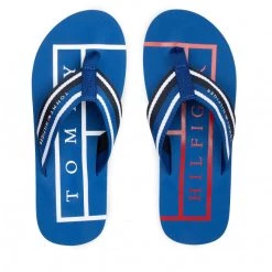 Homme Tongs TOMMY HILFIGER - Strips Hilfiger Beach Sandal FM0FM04066 Greek Isle Blue C5K Bleu -Tommy Hilfiger Soldes 05 0000300529447 st