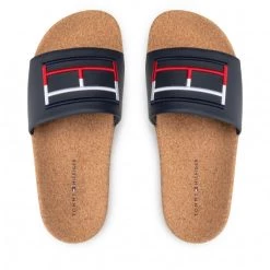 Homme Mules / Sandales De Bain Tommy Hilfiger - Flag Cork Pool Slide FM0FM04153 Rwb 0GY Bleu Marine -Tommy Hilfiger Soldes 05 0000300530450 mk