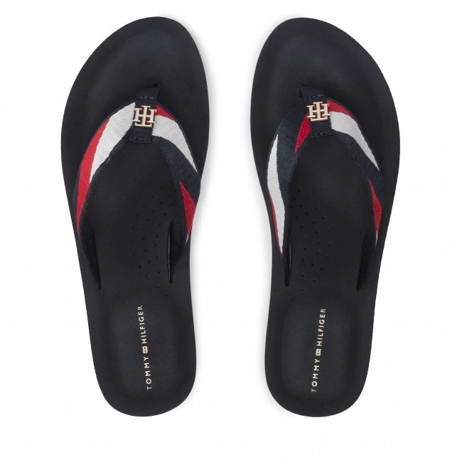 Femme Tongs TOMMY HILFIGER - Stripy Comfort Beach Sandal FW0FW06446 Desert Sky DW5 Bleu Marine, Multicolore 7 Femme Tongs TOMMY HILFIGER - Stripy Comfort Beach Sandal FW0FW06446 Desert Sky DW5 Bleu Marine, Multicolore – Image 5