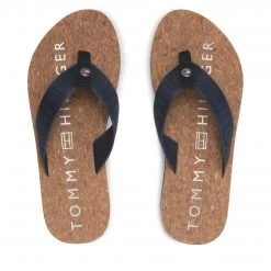 Femme Tongs TOMMY HILFIGER - Webbing Flat Beach Sandal FW0FW06527 Desert Sky DW5 Bleu Marine -Tommy Hilfiger Soldes 05 0000300531037 pl