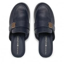 Femme Mules / Sandales De Bain TOMMY HILFIGER - Th Hardware Mid Heel Clog FW0FW06602 Desert Sky DW5 Bleu Marine -Tommy Hilfiger Soldes 05 0000300531433 mk