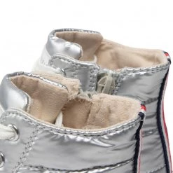 Enfant Baskets TOMMY HILFIGER - High Top Lace-Up Sneaker T3A9-32290-1437 M Silver 904 Argent -Tommy Hilfiger Soldes 05 0000300783740 is