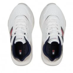 Enfant Sneakers TOMMY HILFIGER - Low Cut Lace-Up Sneaker T3A9-32355-1438 M White/Silver Blanc -Tommy Hilfiger Soldes 05 0000300783887 ki