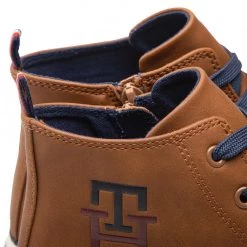 Enfant Baskets TOMMY HILFIGER - High Top Lace-Up Sneaker T3X9-32452-1355 S Tobacco 520 Marron -Tommy Hilfiger Soldes 05 0000300784310 mf