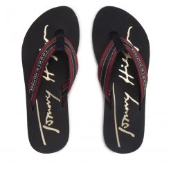 Femme Tongs Tommy Hilfiger - Gold Signature Beach Sandal FW0FW06709 Desert Sky DW5 Bordeaux, Bleu Marine -Tommy Hilfiger Soldes 05 0000301107552 pl