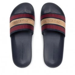 Femme Mules / Sandales De Bain TOMMY HILFIGER - Webbing Signature Slide FW0FW06720 Desert Sky DW5 Bordeaux, Multicolore -Tommy Hilfiger Soldes 05 0000301107880 mk