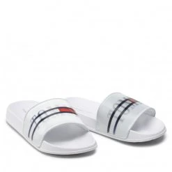 Enfant Mules / Sandales De Bain Tommy Hilfiger - Holographic Pool Slide T3B0-32276-1172 S White 100 Blanc -Tommy Hilfiger Soldes 05 0000209682144 plj