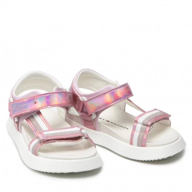 Enfant Sandales Tommy Hilfiger - Velcro Sandal T3A2-32180-1382 M Pink/White X054 Rose 7 Enfant Sandales Tommy Hilfiger - Velcro Sandal T3A2-32180-1382 M Pink/White X054 Rose – Image 5