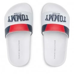 Enfant Mules / Sandales De Bain Tommy Hilfiger - Varsity Print Pool Slide T3B0-32274-1172 M White 100 Blanc -Tommy Hilfiger Soldes 06 0000209682113 plj