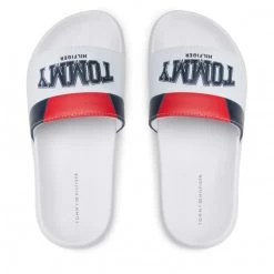 Enfant Mules / Sandales De Bain Tommy Hilfiger - Varsity Print Pool Silde T3B0-32274-1172 S White 100 Blanc -Tommy Hilfiger Soldes 06 0000209682120 plj