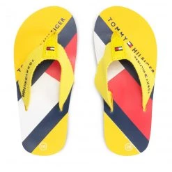 Enfant Tongs Tommy Hilfiger - Flag Print Flip Flop T3B8-32267-0058 M Yellow 200 Jaune -Tommy Hilfiger Soldes 06 0000209682410 kt