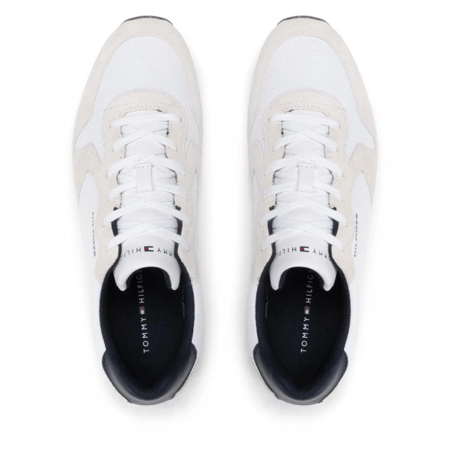 Homme Sneakers TOMMY HILFIGER - Iconic Material Mix Runner FM0FM04022 White YBR Blanc 7 Homme Sneakers TOMMY HILFIGER - Iconic Material Mix Runner FM0FM04022 White YBR Blanc – Image 5