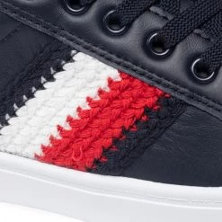 Femme Sneakers TOMMY HILFIGER - Corporate Cupsole Sneaker FW0FW06457 Desert Sky DW5 Bleu Marine -Tommy Hilfiger Soldes 06 0000209908879 ks