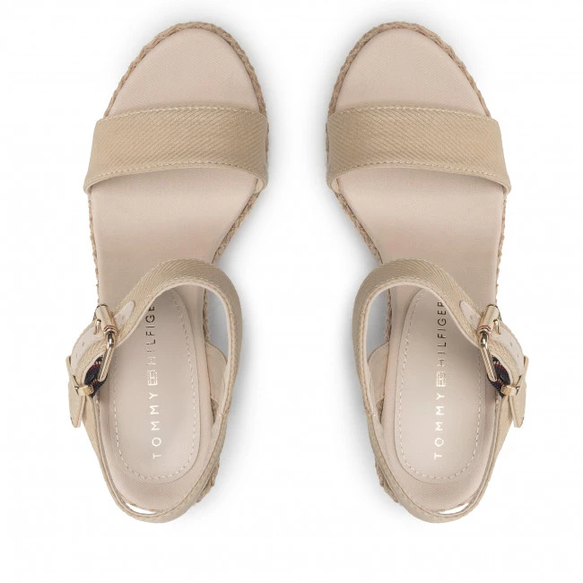 Femme Espadrilles TOMMY HILFIGER - Shiny Touches High Wedge Sandal FW0FW06180 Light Gold 0LJ Beige 8 Femme Espadrilles TOMMY HILFIGER - Shiny Touches High Wedge Sandal FW0FW06180 Light Gold 0LJ Beige – Image 6