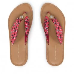 Femme Tongs TOMMY HILFIGER - Th Geo Print Flat Beach Sandal FW0FW06428 Island Geo Pink 0JX Rose -Tommy Hilfiger Soldes 06 0000209910261 mg