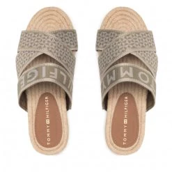 Femme Espadrilles TOMMY HILFIGER - Webbing Flat Espadrille FW0FW06307 Woodridge GXR Vert -Tommy Hilfiger Soldes 06 0000209910636 plj