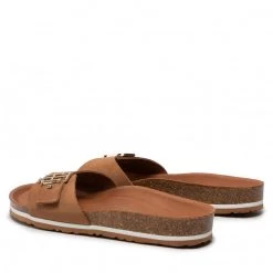 Femme Mules / Sandales De Bain TOMMY HILFIGER - Th Molded Footbed Flat Sandal FW0FW06244 Summer Cognac Marron -Tommy Hilfiger Soldes 06 0000209911510 kt