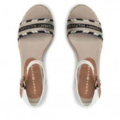 Femme Espadrilles TOMMY HILFIGER - Corporate Webbing High Wedge FW0FW06295 Ecru YBL Beige, Blanc -Tommy Hilfiger Soldes 06 0000209911633 pl