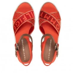 Femme Espadrilles TOMMY HILFIGER - Tommy Webbing Low Wedge Sandal FW0FW06297 Hawaiian Coral XMV Orange -Tommy Hilfiger Soldes 06 0000209911770 ks
