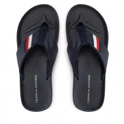Homme Tongs TOMMY HILFIGER - Comfortable Padded Beach Sandal FM0FM04065 Desert Sky DW5 Bleu Marine -Tommy Hilfiger Soldes 06 0000300529430 mt