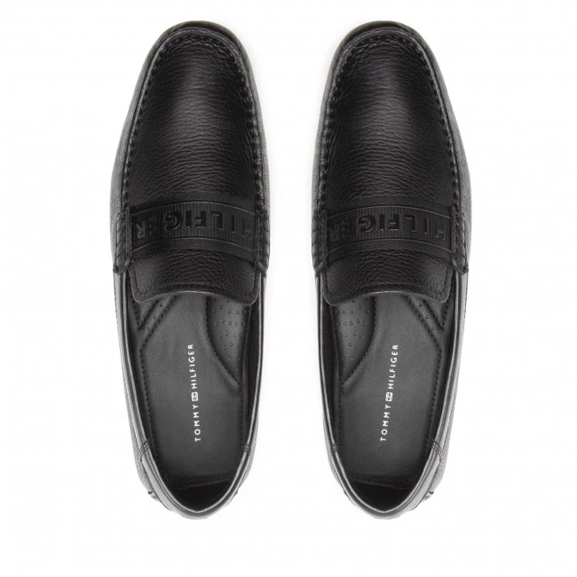 Homme Mocassins TOMMY HILFIGER - Printed Hilfiger Leather Driver FM0FM04113 Black BDS Noir 7 Homme Mocassins TOMMY HILFIGER - Printed Hilfiger Leather Driver FM0FM04113 Black BDS Noir – Image 5
