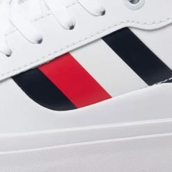 Homme Tennis Tommy Hilfiger - Core Stripes Vulc Leather FM0FM04140 White YBR Blanc -Tommy Hilfiger Soldes 06 0000300530269 pl