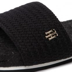 Femme Espadrilles TOMMY HILFIGER - Th Textured Flat Sandal FW0FW06438 Black BDS Noir -Tommy Hilfiger Soldes 06 0000300530764 mk